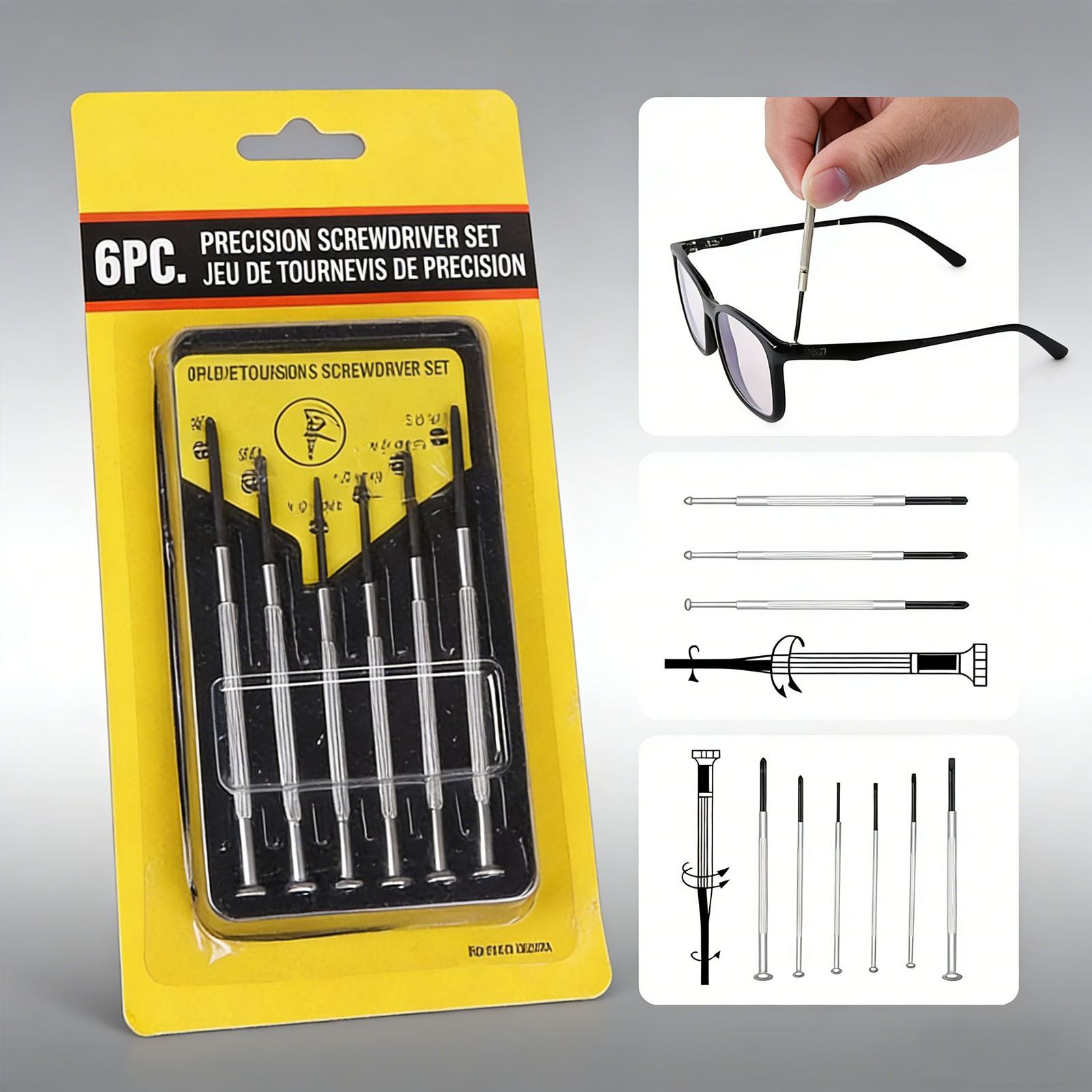 Screwdriver Set Precision - 6 Parça Tornavida Seti, Gözlük Aksesuarları,